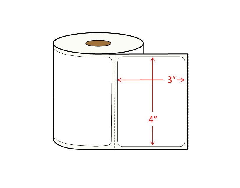 4″ x 3″ Direct Thermal Labels – 500 Per Roll – 1″ Core